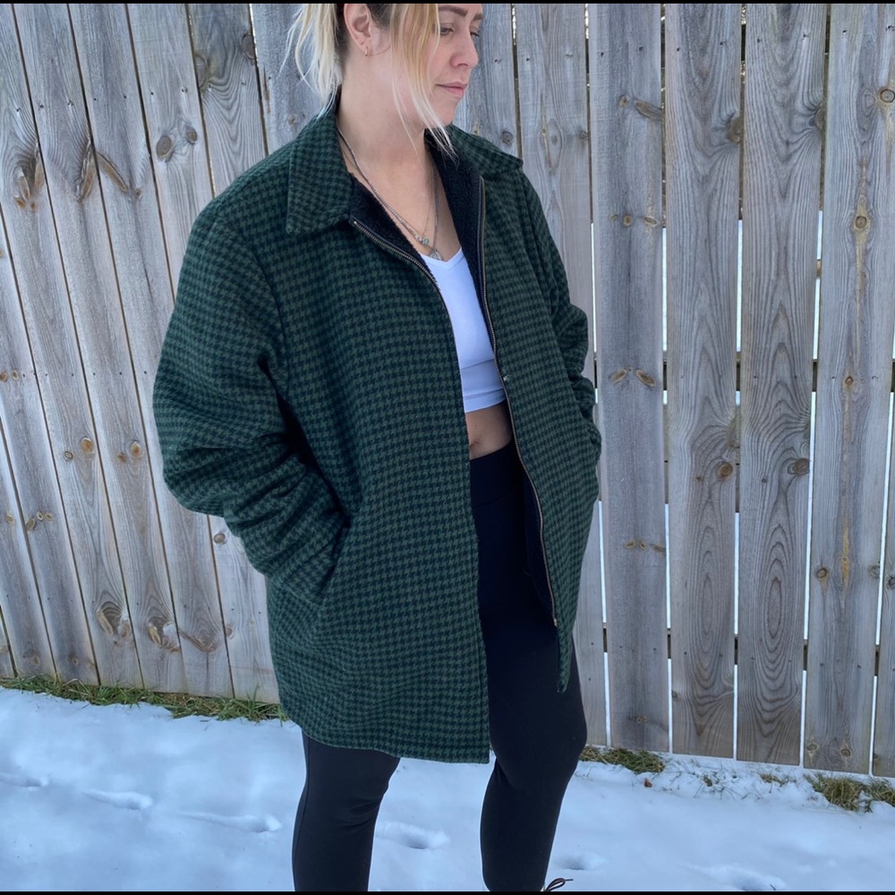 Vintage Woolrich Coat Black Jacket Houndstooth